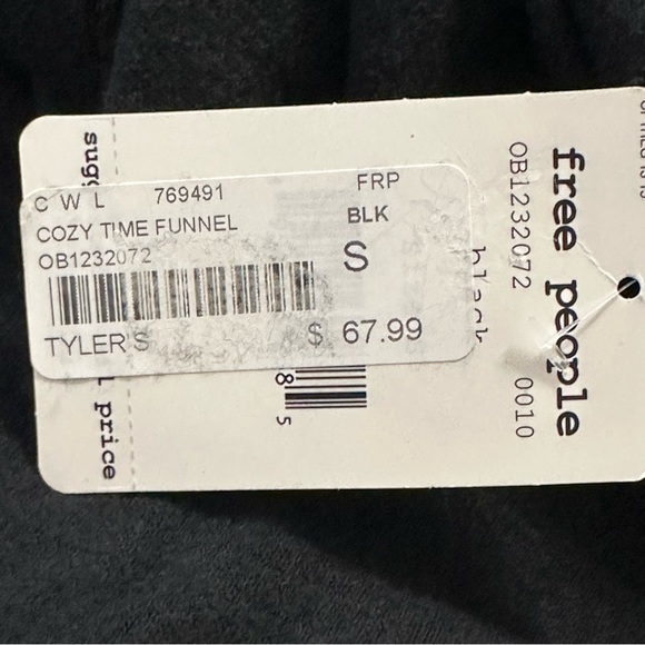 Free People NWT Black Cozy Time Funnel Pullover Top Sz.Sm Minimalist Oversized - Picture 10 of 10